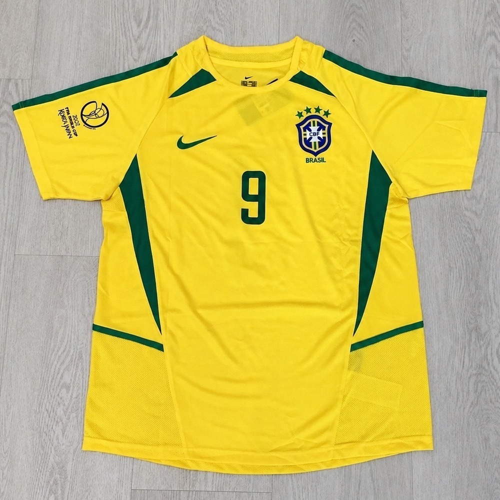 Brazil 2002 World Cup Retro Soccer Jersey Ronaldo #9 - XL